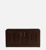 Flow Shoe Rack With Seating in Brown Teak Matte Finish