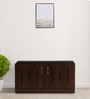 Flow Shoe Rack With Seating in Brown Teak Matte Finish