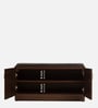 Flow Shoe Rack With Seating in Brown Teak Matte Finish
