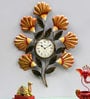 Flower Iron Clock In Gold