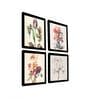 Themmercialie Orange Engineered Wood Framed Floral Art Print Set of 4