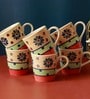 Flower Petals 150Ml Multicolor Ceramic (Set Of 6) Tea Cups