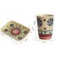 Flower Petals 150Ml Multicolor Ceramic Set Of 2 Glass With 1 Tray