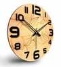 Flower Printed  Wood Wall Clock In Orange