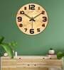 Flower Printed  Wood Wall Clock In Orange