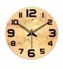 Flower Printed  Wood Wall Clock In Orange