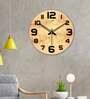 Flower Printed  Wood Wall Clock In Orange
