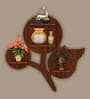 Flower Shape Walnut Wood Wall Shelf