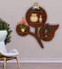 Flower Shape Walnut Wood Wall Shelf