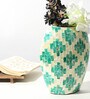 (1Pc) Blue Mother Of Pearl Decorative Vase For Home Decor