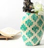 (1Pc) Blue Mother Of Pearl Decorative Vase For Living Room Decor