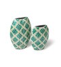 Set Of 2 Blue Mother Of Pearl Decorative Vase For Room Decor Aesthetic