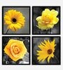 Floral Yellow Engineered Wood Framed Floral Art Print Set of 4