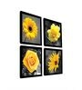 Floral Yellow Engineered Wood Framed Floral Art Print Set of 4