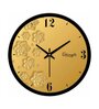 Flowers Designer Golden Plastic Wall Clock