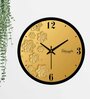 Flowers Designer Golden Plastic Wall Clock