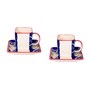 Flowers of Ecstasy Blue  Ceramic 4 Pcs Tea Cup with Saucers
