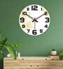 Flowers Printed  Wood Wall Clock In White