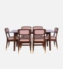 Floyd Sheesham Wood 6 Seater Dining Set with Tinted Glass Top In Provincial Teak Finish