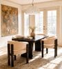 Flute Wooden 4 Seater Dining Table Set In Brown Finish