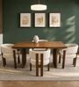Flute Wooden 4 Seater Dining Table Set In Honey Gold Finish