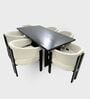Flute Wooden 6 Seater Dining Table Set In Brown Finish