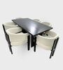 Flute Wooden 6 Seater Dining Table Set In Brown Finish