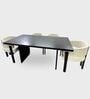 Flute Wooden 6 Seater Dining Table Set In Brown Finish