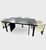 Flute Wooden 6 Seater Dining Table Set In Brown Finish