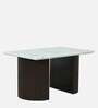 Fluted 6 Seater Dining Table in Ply Wood Finish with Marble Top