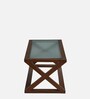 Fluted Glass Coffee Table in Natual Teak Wood Finish