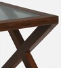 Fluted Glass Coffee Table in Natual Teak Wood Finish