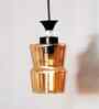 Fluted Amber Glass Pendant Light With Black Finish