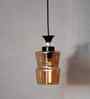 Fluted Amber Glass Pendant Light With Black Finish