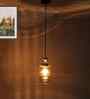 Fluted Amber Glass Pendant Light With Black Finish