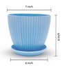 Fluted Dome Plastic Planter with Tray Blue