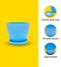 Fluted Dome Plastic Planter with Tray Blue