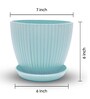 Fluted Dome Plastic Planter with Tray Mint