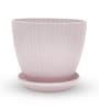 Fluted Dome Plastic Planter with Tray Pink