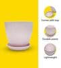 Fluted Dome Plastic Planter with Tray Pink