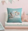 Canvas Cushion with Flying Swan & Baby Print