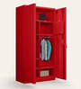 Flynn Textured 2-Door Metal Wardrobe in Carmine Red Finish