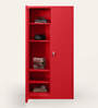 Flynn Textured 2-Door Metal Wardrobe in Carmine Red Finish