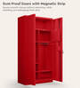 Flynn Textured 2-Door Metal Wardrobe in Carmine Red Finish