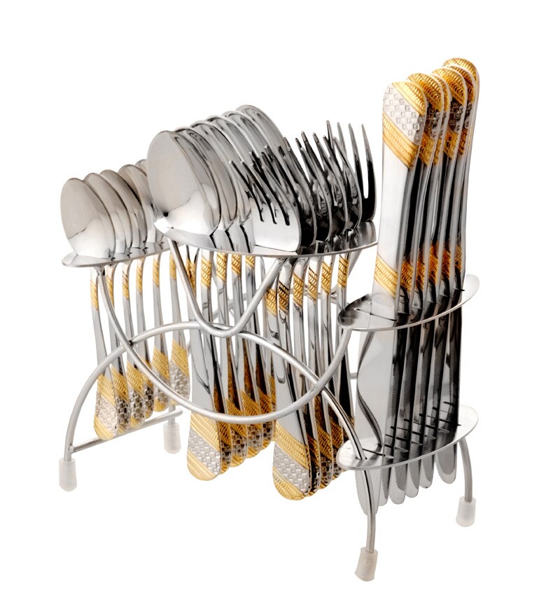 Buy FNS Imperio Cutlery Set With Stand Online Cutlery Sets Cutlery Homeware Pepperfry