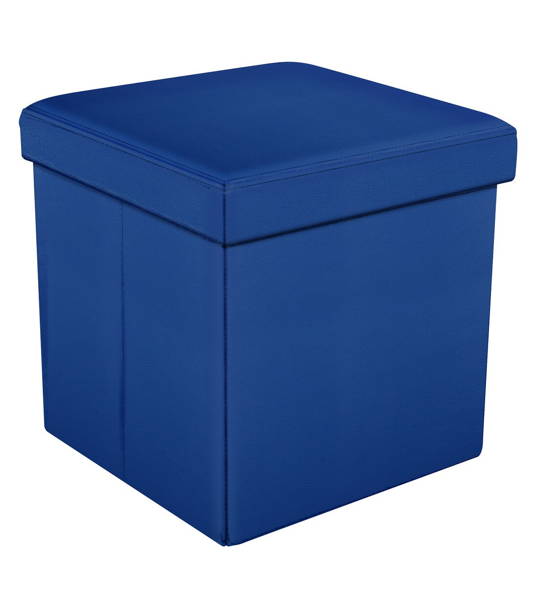 Buy Foldable Ottoman with Storage in Sapphire Blue Colour by Storyhome