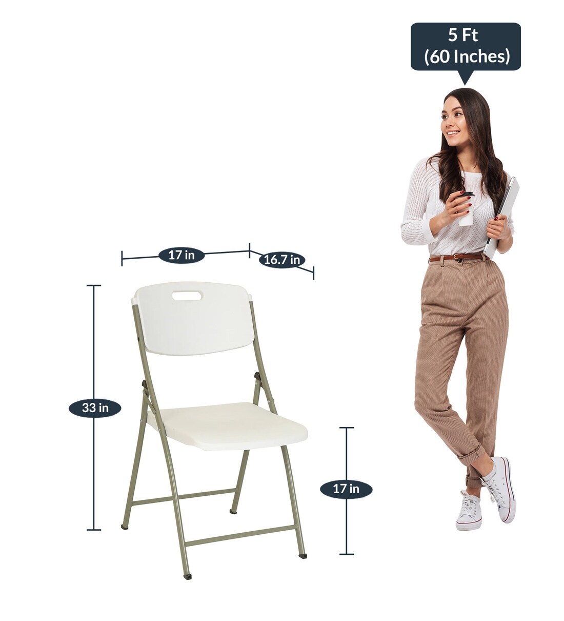 Buy Folding Chair in White Colour By Ventura Online Metal Folding