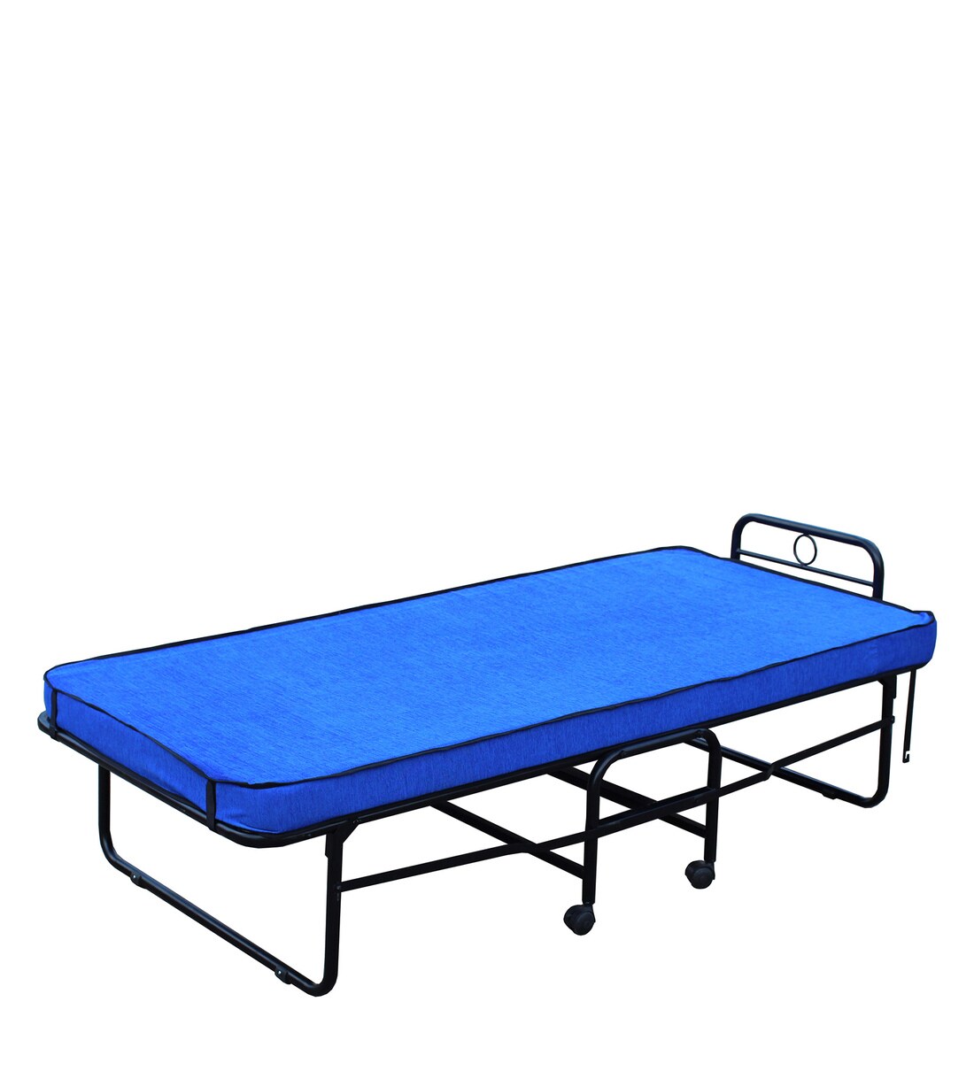 Buy Folding Cot with Mattress in Blue Colour by Spacecrafts Online