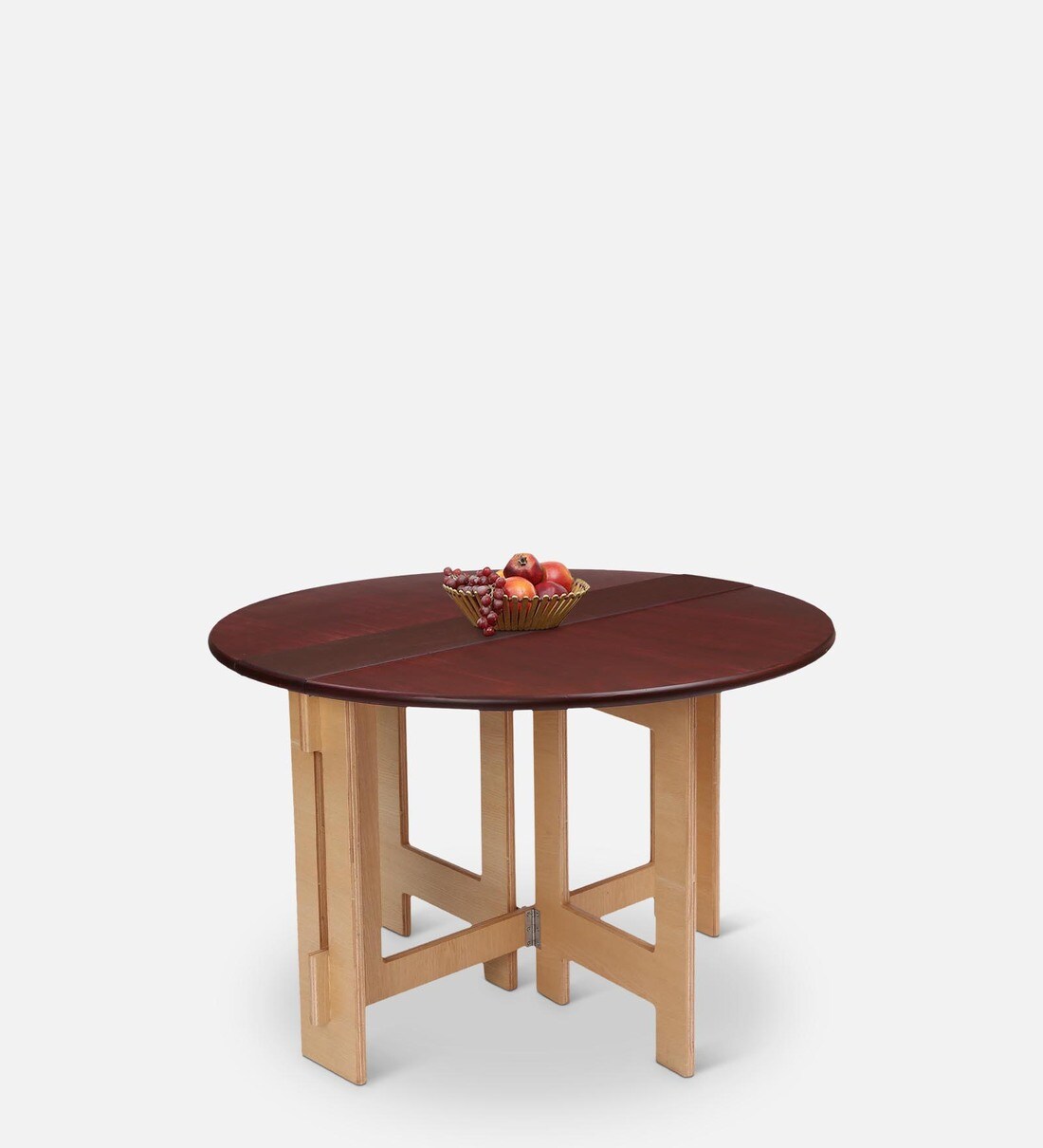 Buy Foldy 4 Seater Dining Table In Rosewood & Natural Finish By Birdy