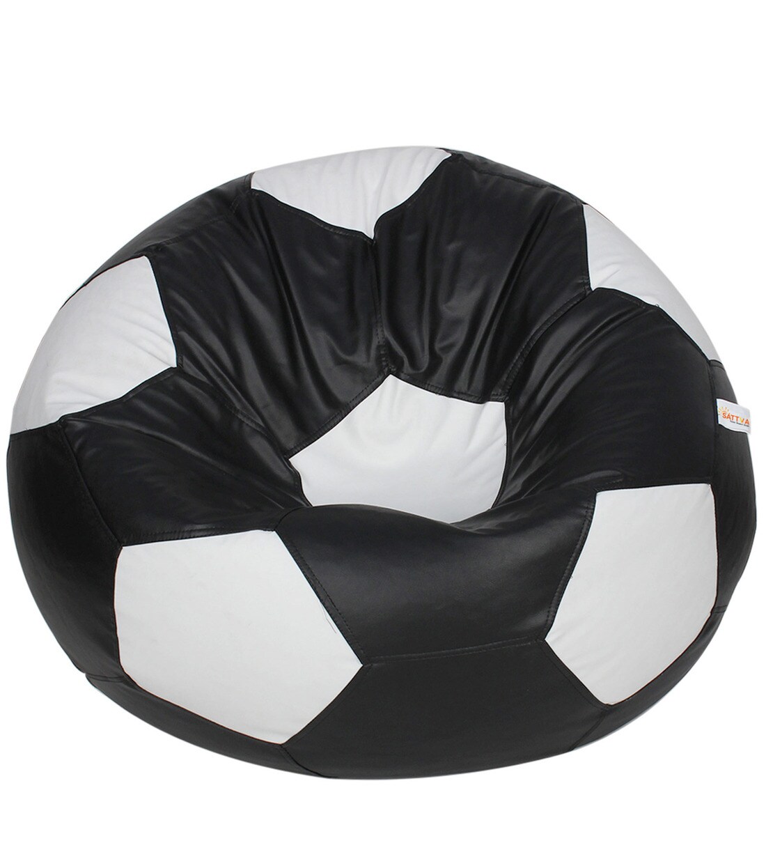 Buy FootBall XXXL Bean Bag with Beans in Black & White Colour by Sattva
